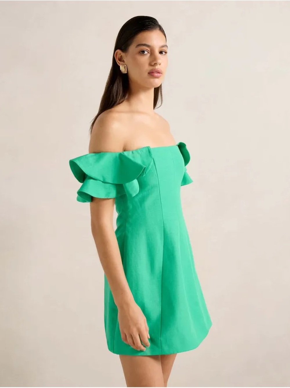 Ever New Off-Shoulder Ruffle Sleeve Mini Dress - Picture 2 of 4